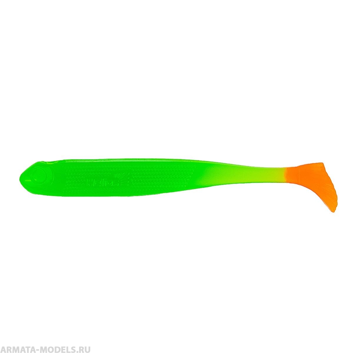 Виброхвост несъедоб. Jumbo 4,95''/12.5 см Lime & Orange 100шт. (HS-7-020-N) Helios( цена указана за упаковку, в количестве 100шт.)