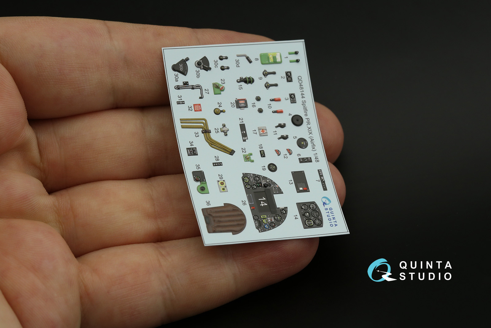 QD48144 3D Декаль интерьера кабины Spitfire PR.XIX (Airfix)