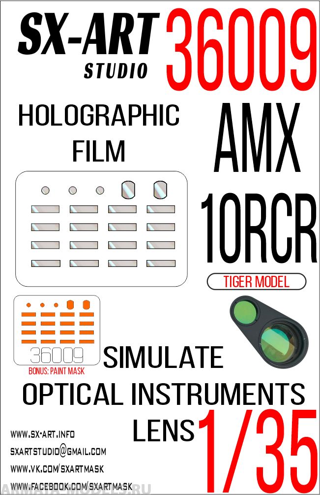 36009SX Имитация смотровых приборов AMX-10RCR (TIGER MODEL)