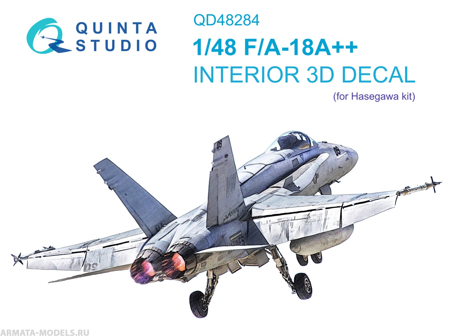 QD48284 3D Декаль интерьера кабины F/A-18A++ (Hasegawa)