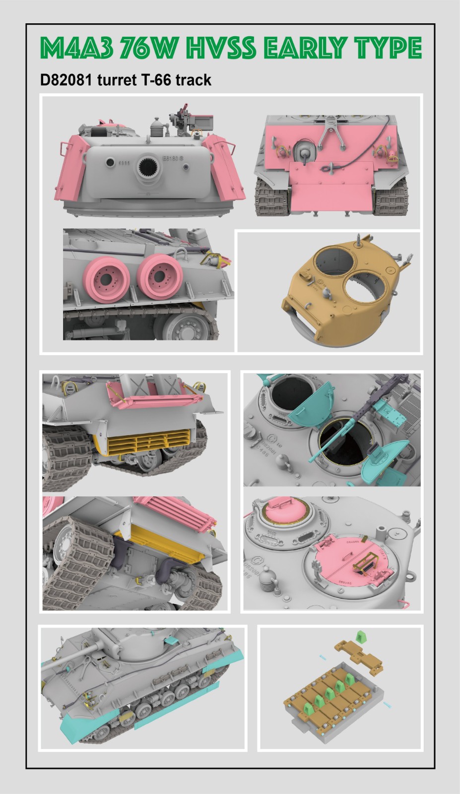 RM-5058 M4A3 76W HVSS Early type D82081 turret T-66 track Rye Field Model (RFM)