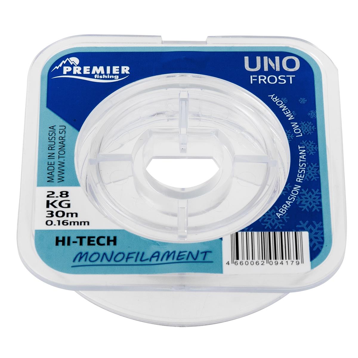 Леска UNO FROST 0,16mm/30m Clear Nylon PREMIER fishing (PR-UF-T-016-30)( цена указана за упаковку, в количестве 5шт.)