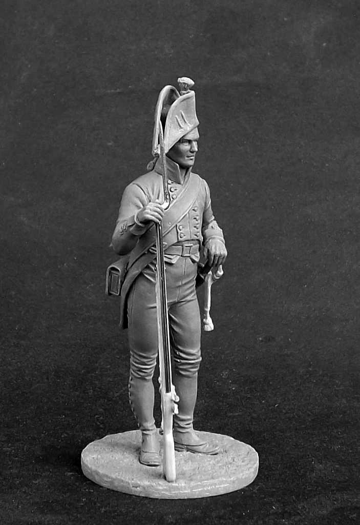 CHM-54216(M). Мушкетер пехотных полков, Пруссия 1800-07 гг.  54 мм. Материал - белый металл. Chronos Miniatures