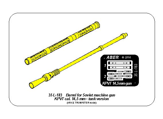 ABR-35-L-183  Дополнения для  Barrel for Soviet machine gun KPVT cal. 14,5 cm - tank version универсальный набор 1/35 ABR-35-L-183  Дополнения для  Barrel for Soviet machine gun KPVT cal. 14,5 cm - tank version универсальный набор 1/35