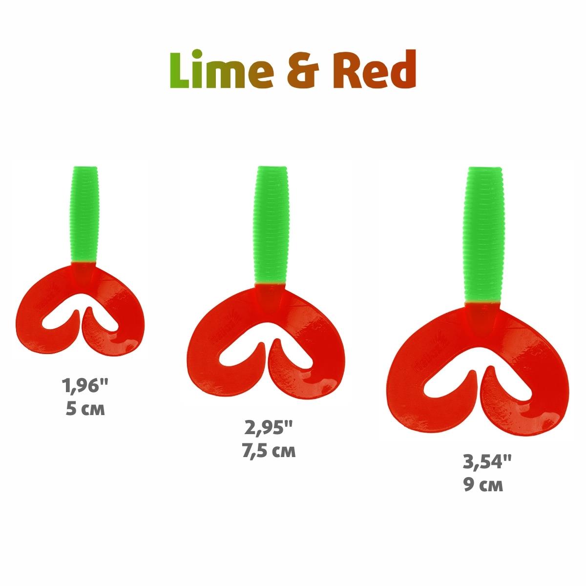 Твистер Credo Double Tail 2,95"/7,5 см Lime & Red 7шт. (HS-12-021) Helios Твистер Credo Double Tail 2,95"/7,5 см Lime & Red 7шт. (HS-12-021) Helios