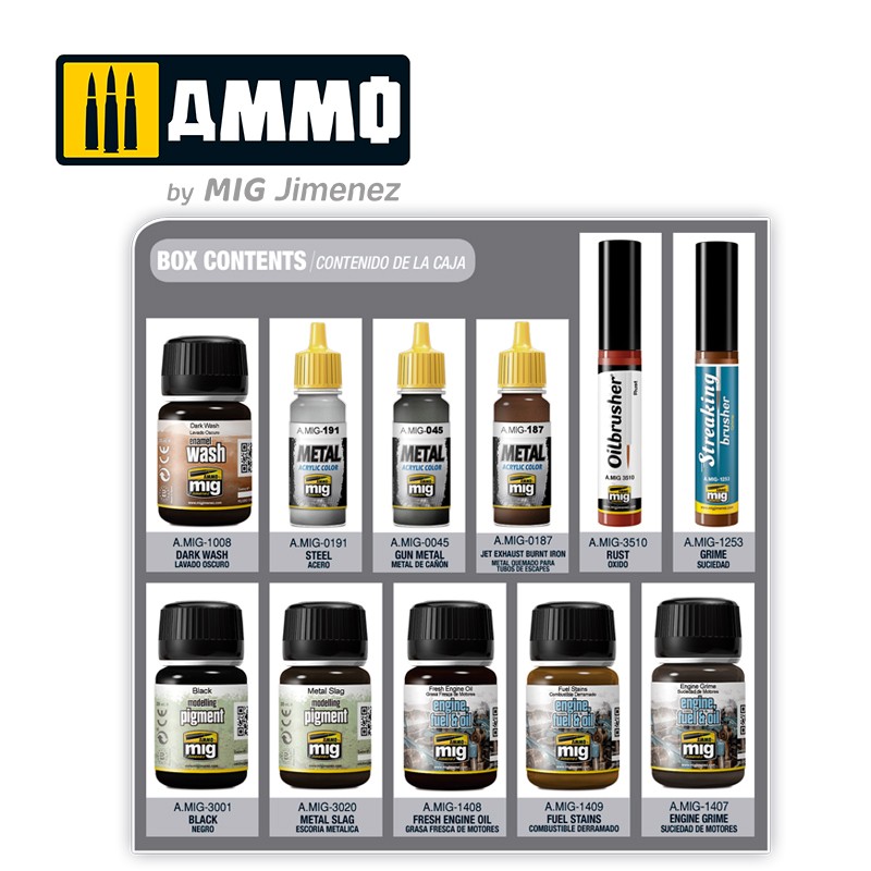 AMIG7804 Ammo Mig Подарочный набор SUPER PACK. WEATHERING FOR ENGINES AMIG7804 Ammo Mig Подарочный набор SUPER PACK. WEATHERING FOR ENGINES