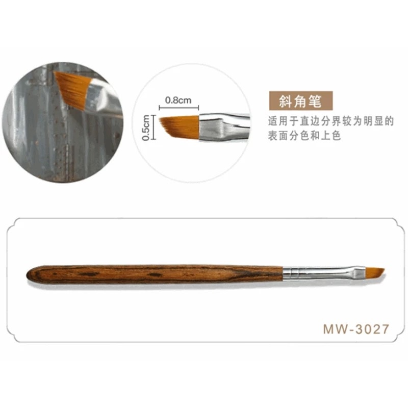 MW-3027 Диагональная кисть (волокно + соболиный волос, стержень из сандалового дерева)