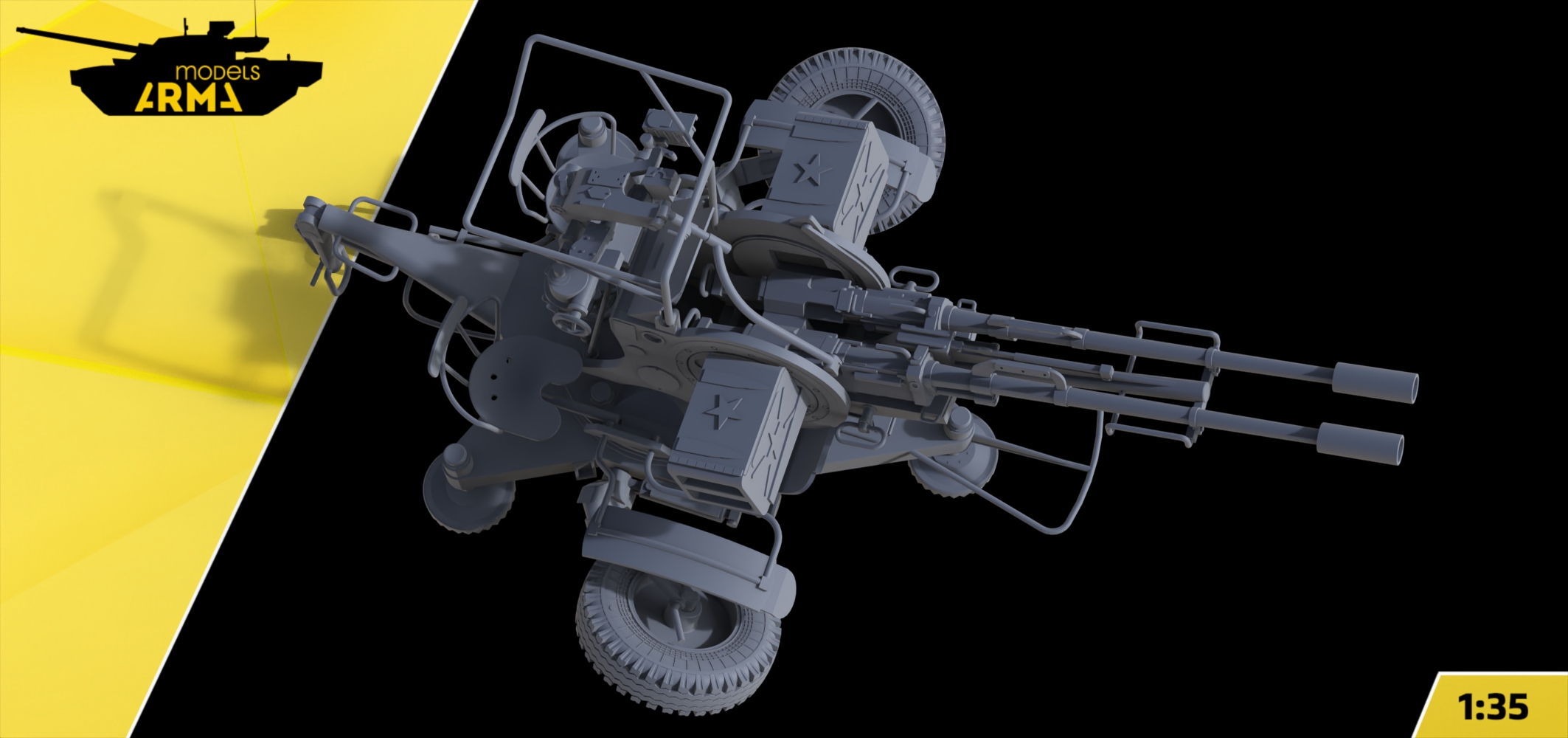 AM3756 Cоветская 23-мм спаренная зенитная установка Зу-23-2 в бортовом варианте Arma Models