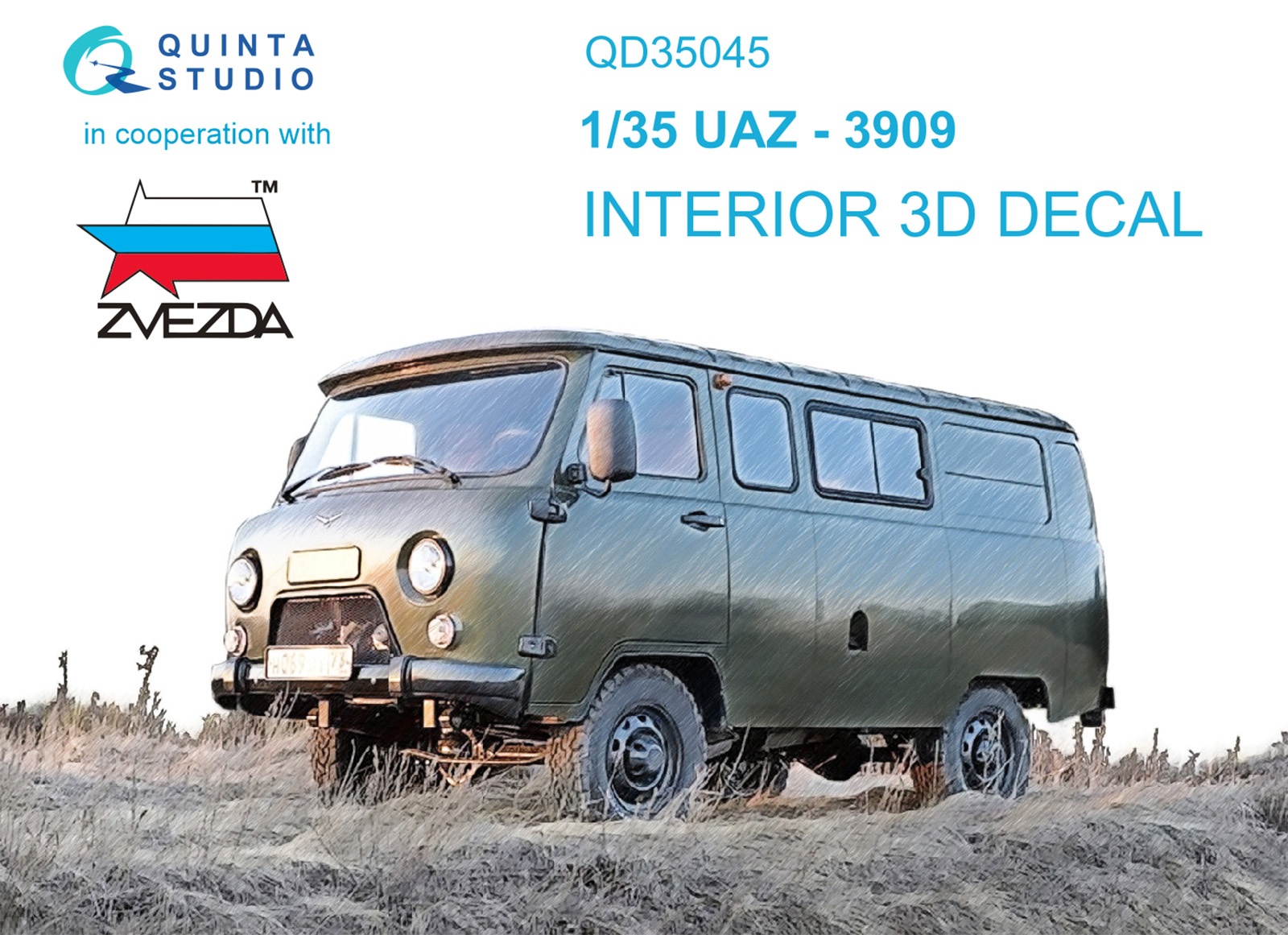 QD35045 3D Декаль интерьера кабины UAZ-3909 (Zvezda) | ArmaModels