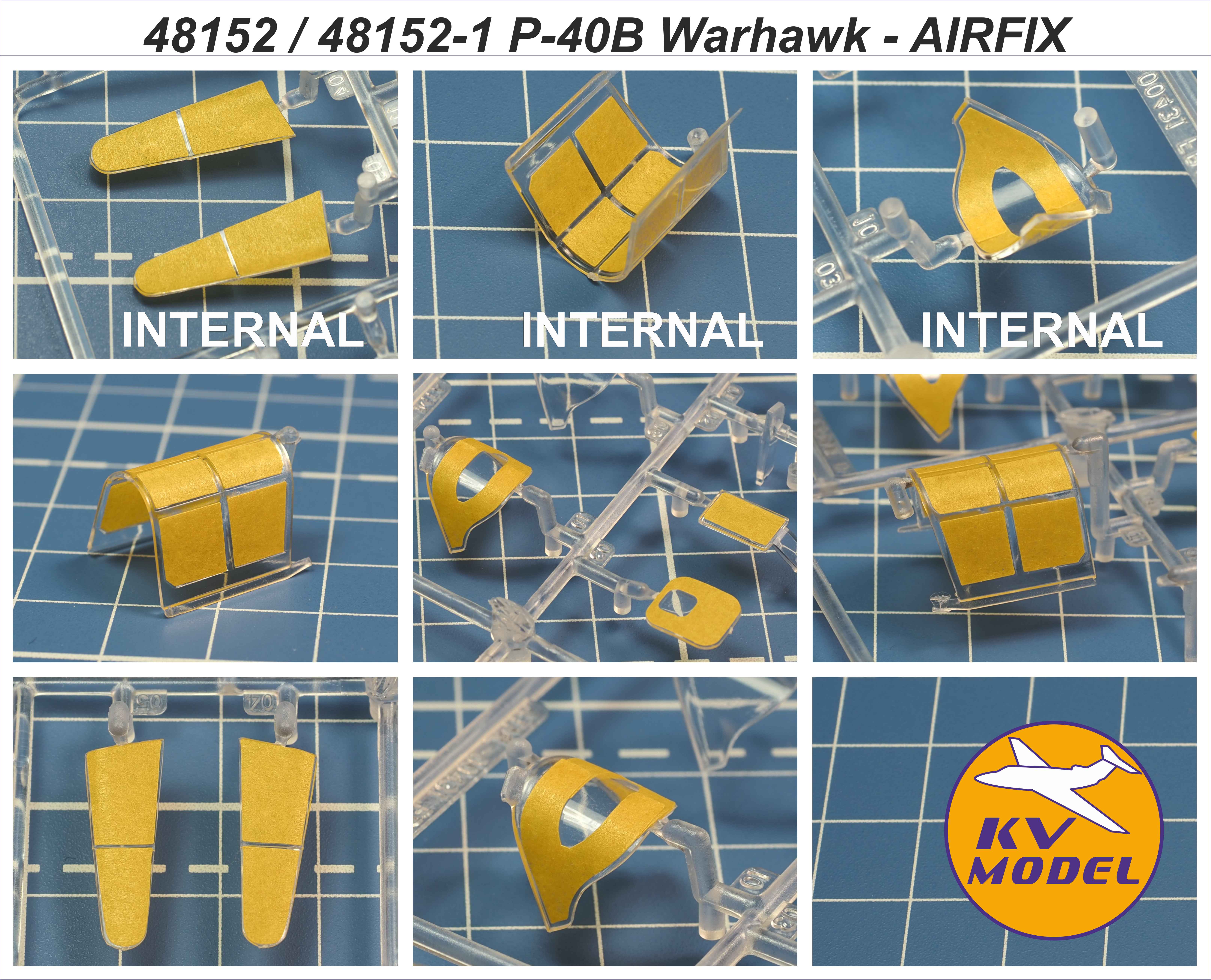 48152KV Окрасочная маска Curtiss P-40B Warhawk / Tomahawk Mk.II (AIRFIX #A05130A, #AA05133, #A05133A) + маски на диски и колеса