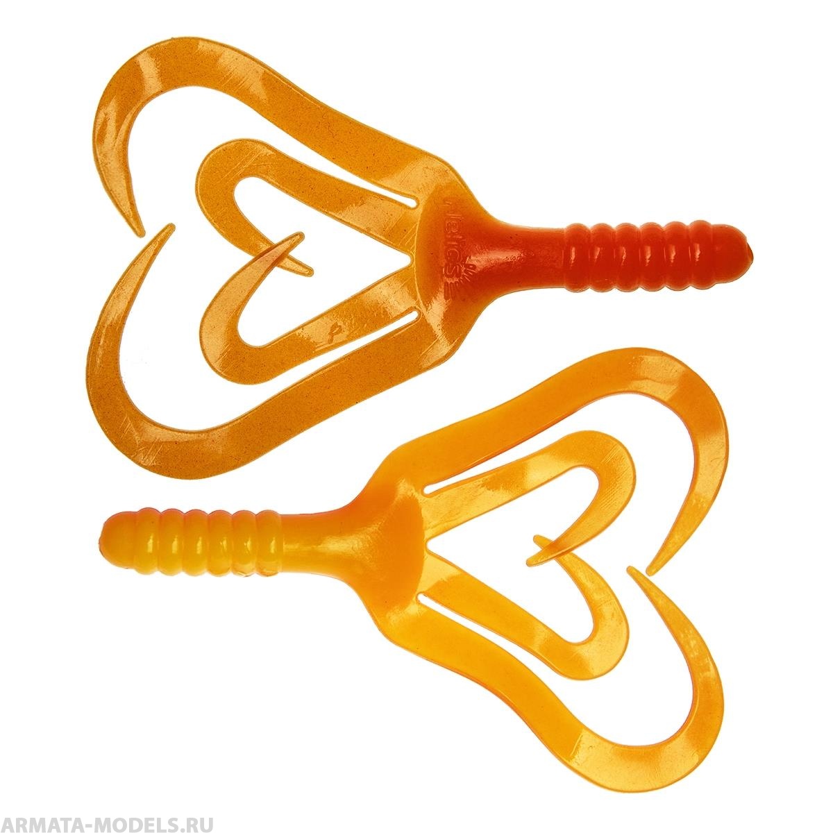 Твистер несъедоб. Credo Four tail 3,35''/8,5 см Orange & Yellow 100шт. (HS-20-015-N) Helios( цена указана за упаковку, в количестве 100шт.)