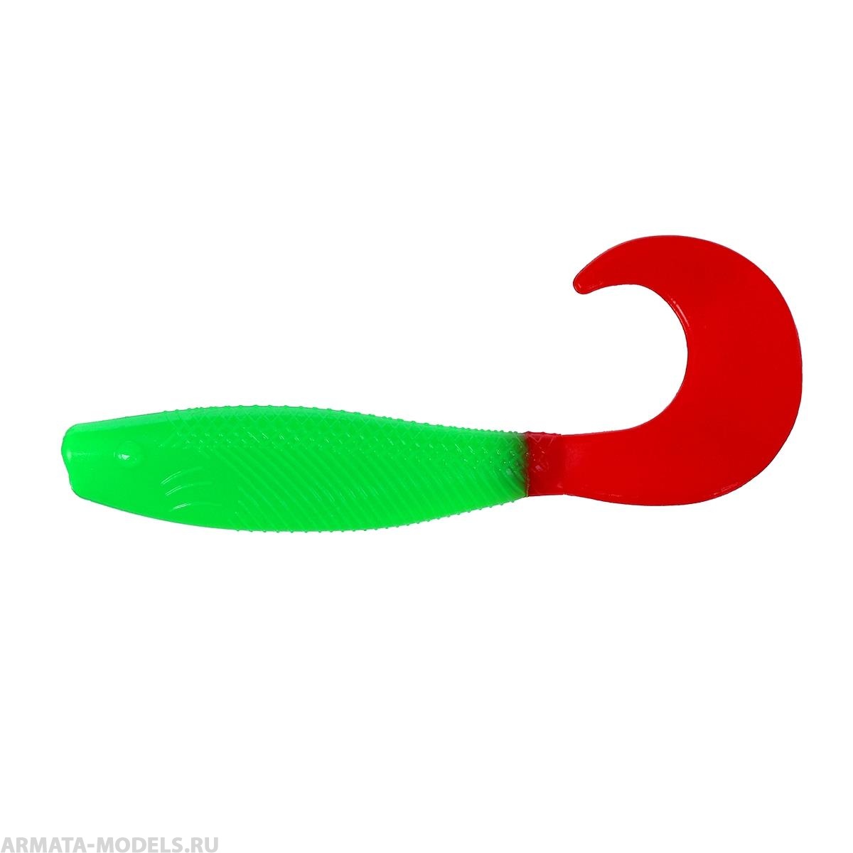 Твистер несъедоб. Hybrid 3,15''/8,0 см Lime & Red 100шт. (HS-14-021-N) Helios( цена указана за упаковку, в количестве 100шт.)