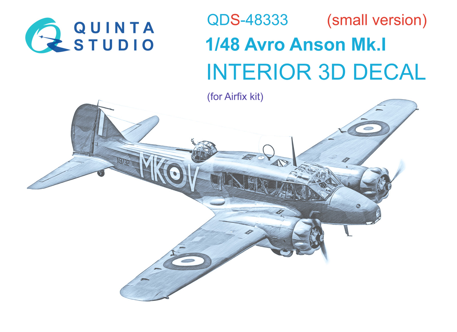 QDS-48333 3D Декаль интерьера кабины Avro Anson Mk.I (Airfix) (Малая версия)