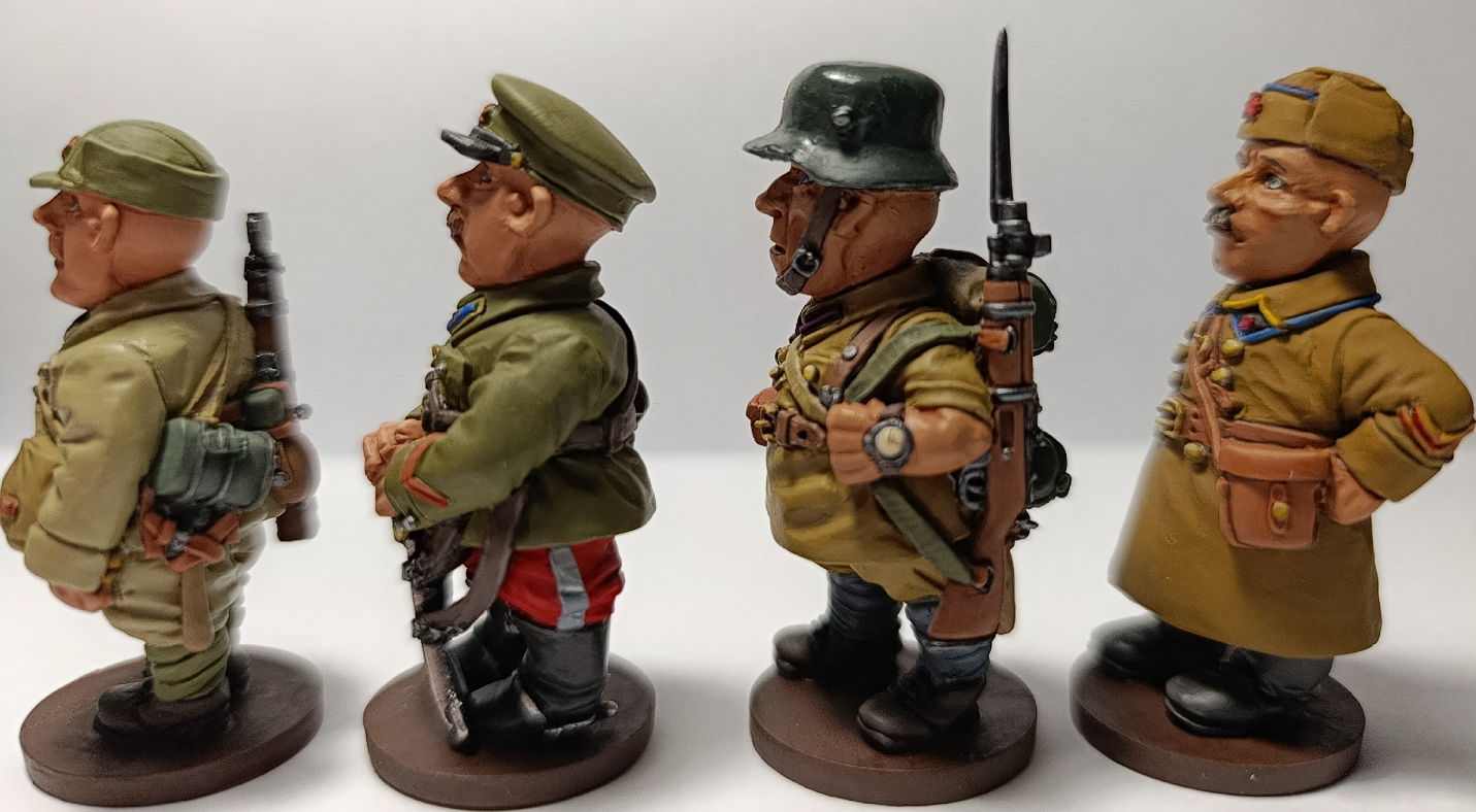 CHM-50.19. Шаржевая миниатюра. WW2: Территориальные корпуса РККА, 1941 г. В комплекте 4 фигуры. 50 мм. Материал - смола. Chronos Miniatures