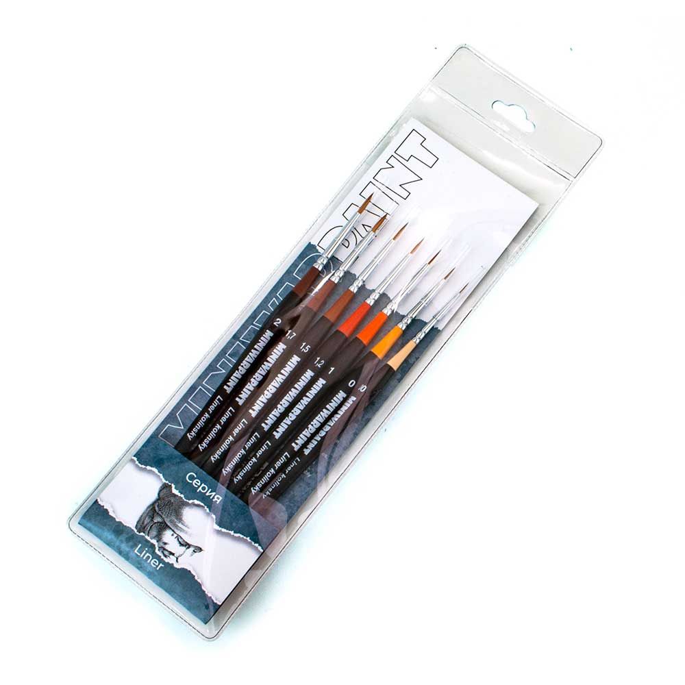 T-213 Кисти MiniWarPaint набор "Серия Liner" в пакете (7 кистей)