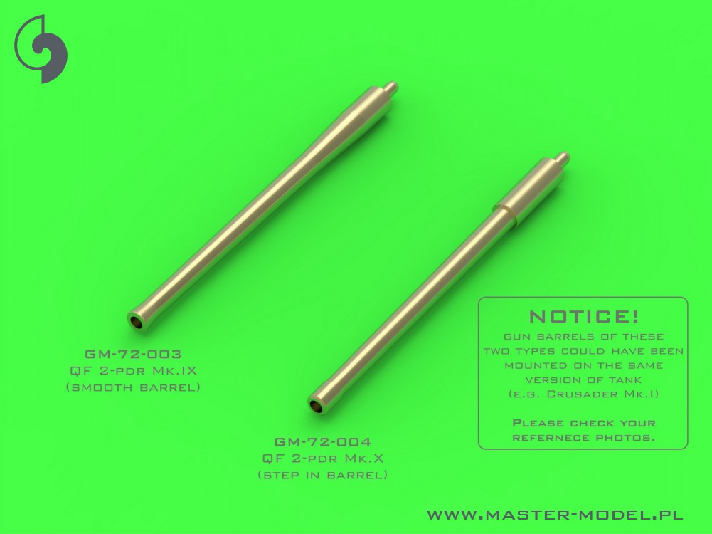 GM-72-004 Британские QF 2-pdr (40 мм) - версия Mk.X (шаг в стволе) + наконечники Besa MG - для Crusader Mk.I / II, Valentine, Matilda II и других ББМ