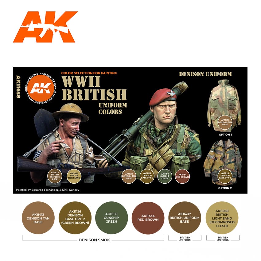 AK11636 Набор красок WWII BRITISH UNIFORM COLORS 3G AK11636 Набор красок WWII BRITISH UNIFORM COLORS 3G