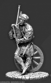 CHM-54167. Европейский крестьянен с волынкой, 16 век. 54 мм. Материал - смола.