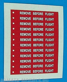 320002AERO  Стикер Remove before flight flags – white lettering 1/32