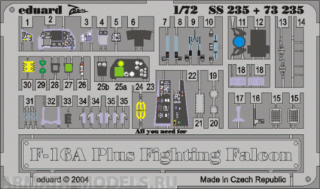 SS235 Фототравление  F-16А Fighting Falcon Plus For Hasegawa Kit