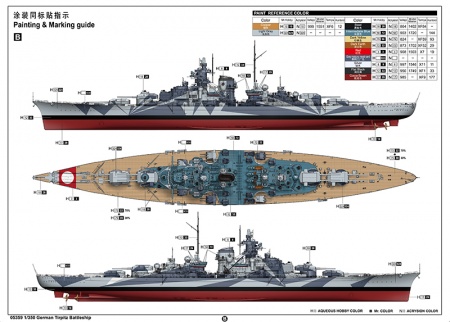 05359P Флот German Tirpitz Battleship Trumpeter