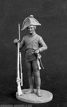 CHM-54216(M). Мушкетер пехотных полков, Пруссия 1800-07 гг.  54 мм. Материал - белый металл.