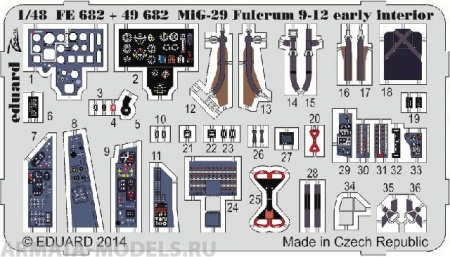 49682 Фототравление MiG-29 9-12 early Great Wall  Kit Набор цветной интерьер