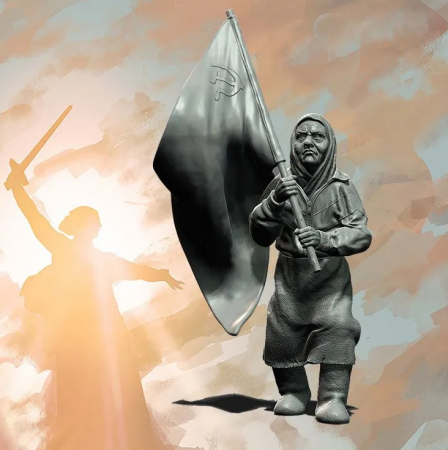 6010 фигурка Бабушка с Красным флагом СВ Модель