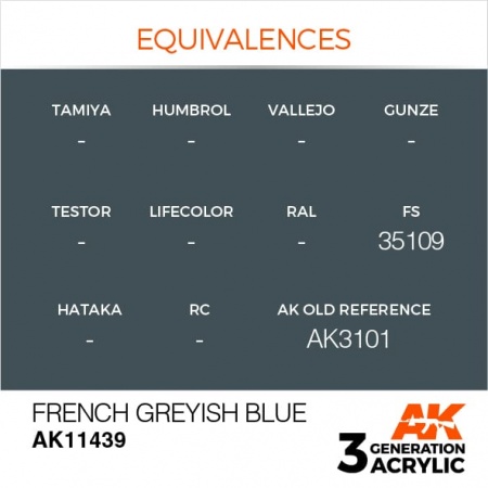 AK11439 Краска акриловая 3Gen French Greyish Blue