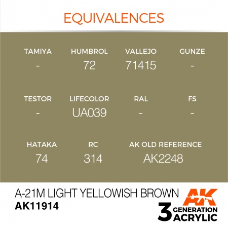 AK11914 Краска акриловая 3Gen A-21m Light Yellowish Brown