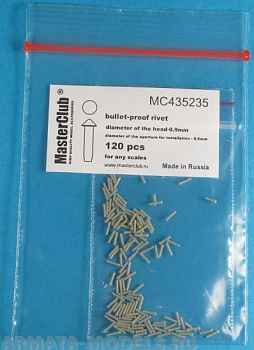 MC435235 cone-head  bullet-proof rivet, diameter of the head-0.9mm; diameter of the aperture for installation-0.7mm; 130 pcs.