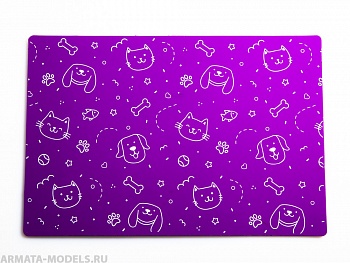 100142RK Коврик для резки А5, 3 слоя, фиолетовый, кошечки собачки_2
