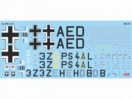48234 Ju-88A-14, Германский бомбардировщик II МВ ICM