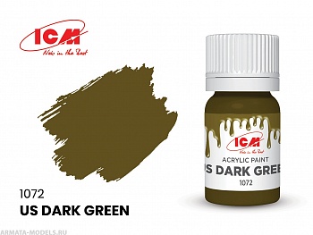 C1072 Краска для творчества, 12 мл, цвет Американский темно-зеленый(US Dark Green)