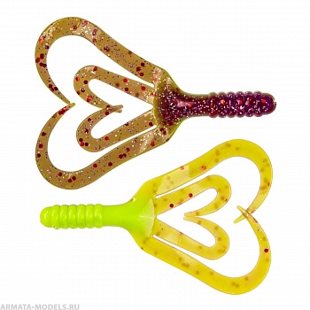 Твистер несъедоб. Credo Four tail 3,35''/8,5 см Fio & Acid lemon 100шт. (HS-20-027-N) Helios( цена указана за упаковку, в количестве 100шт.)