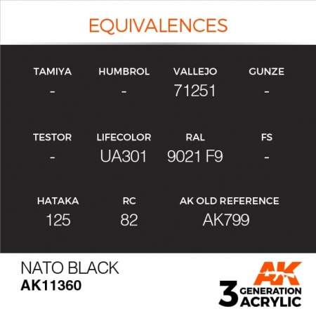 AK11360 Краска акриловая 3Gen NATO Black
