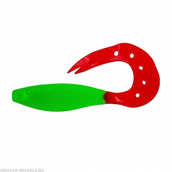 Твистер несъедоб. Kasandra 4''29/10,9см Lime & Red 100шт. (HS-34-021-N) Helios( цена указана за упаковку, в количестве 100шт.)