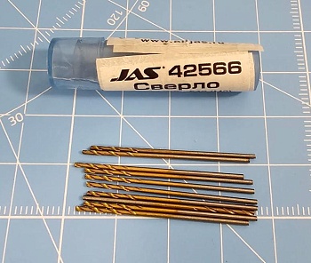 42566J Мини-сверло, HSS 6542 (M2), титановое покрытие, d 0,85 мм, 10 шт.