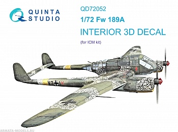 QD72052 3D Декаль интерьера кабины Fw 189A (ICM)