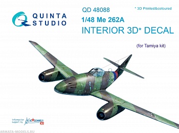 QD48088 1/48 3D Декаль интерьера кабины Me-262A (для модели Tamiya)