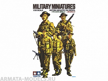 35223T Английская пехота (5 фигур) в P37 форме с оружием - Bren Mk.II, Sten Mk.II, Lee Enfield №4 Mk.I в дозоре