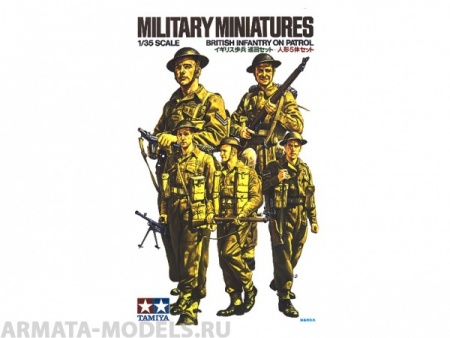 35223T Английская пехота (5 фигур) в P37 форме с оружием - Bren Mk.II, Sten Mk.II, Lee Enfield №4 Mk.I в дозоре Tamiya