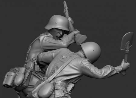 3019SOGA Схватка красноармейца с солдатом Вермахта. 1941-42 г. SOGA Miniatures