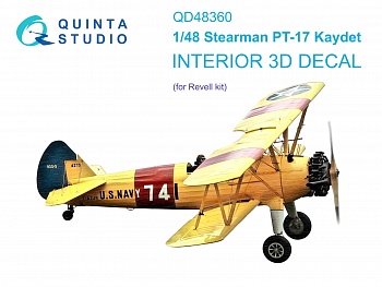 QD48360 3D Декаль интерьера кабины Stearman Pt-17 Kaydet (Revell)