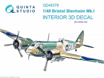 QD48378 3D Декаль интерьера кабины Bristol Blenheim Mk.I (Airfix)
