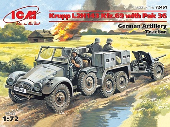 72461 Германский легкий тягач Krupp L2H143 Kfz69 с пушкой Рас 36