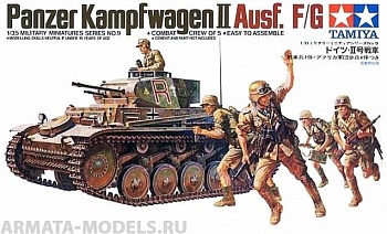 35009T Tанк PANZERKAMPFWAGEN II Ausf F/G с 20мм пушкой KWK38, 7,92 мм пулеметом MG34 и 5 фигурами