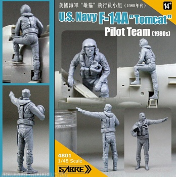 4801 Комплект смоляных фигур американских пилотов 1/48 U.S.Navy F-14ATomcat Pilot Team (1980s) RESIN KIT