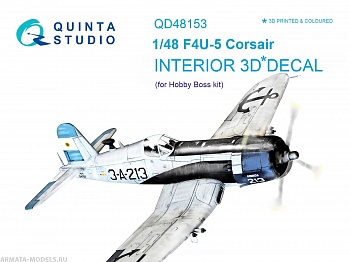 QD48153 3D Декаль интерьера кабины F4U-5 (для модели Hobby Boss)