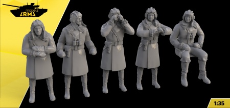 AM35995 Набор танкистов СССР в зимней форме 5 фигур (Не для свободной продажи) Arma Models